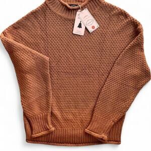 Cozy Caramel Textured Knit Sweater Lightweight Neutral Staple Women’s M